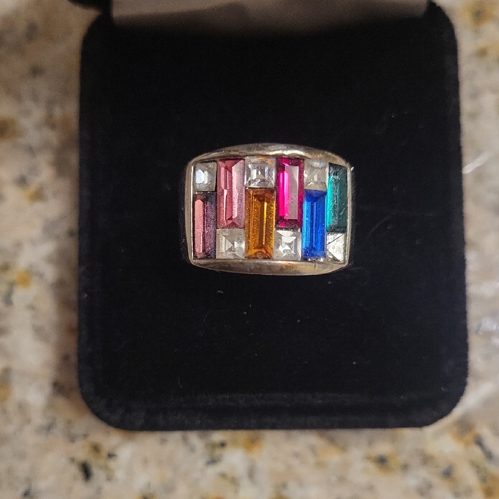 Multicolor Gemstone Silver Ring - image 1